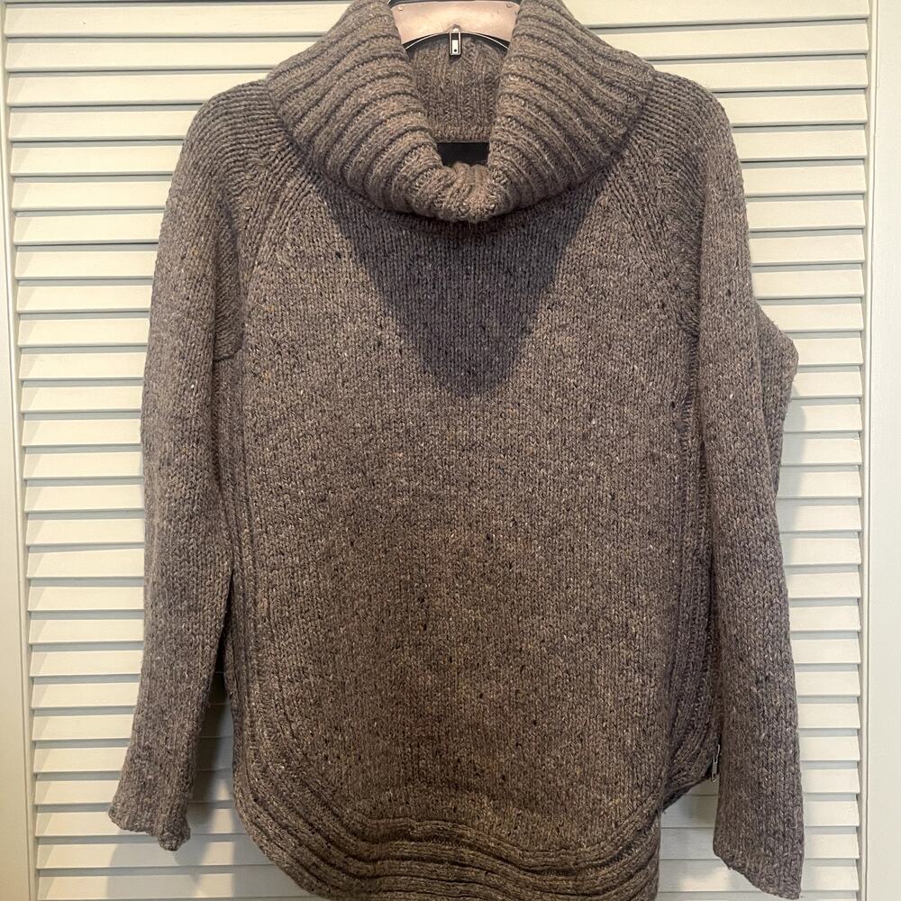 Wool Blend Sweater LG Turtleneck Side Zippers cabincore